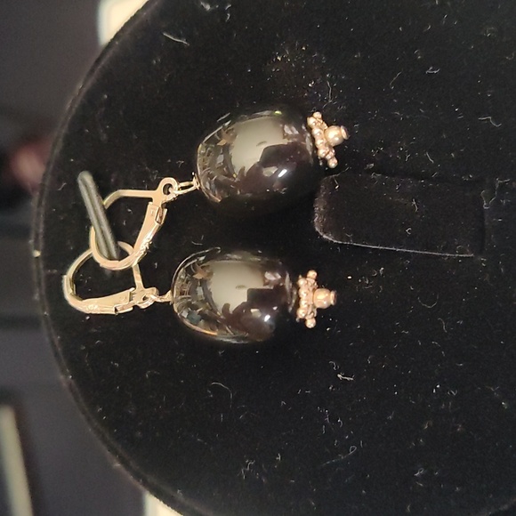 Necklace and earrings set, onyx and 925,17 inches - Picture 5 of 9